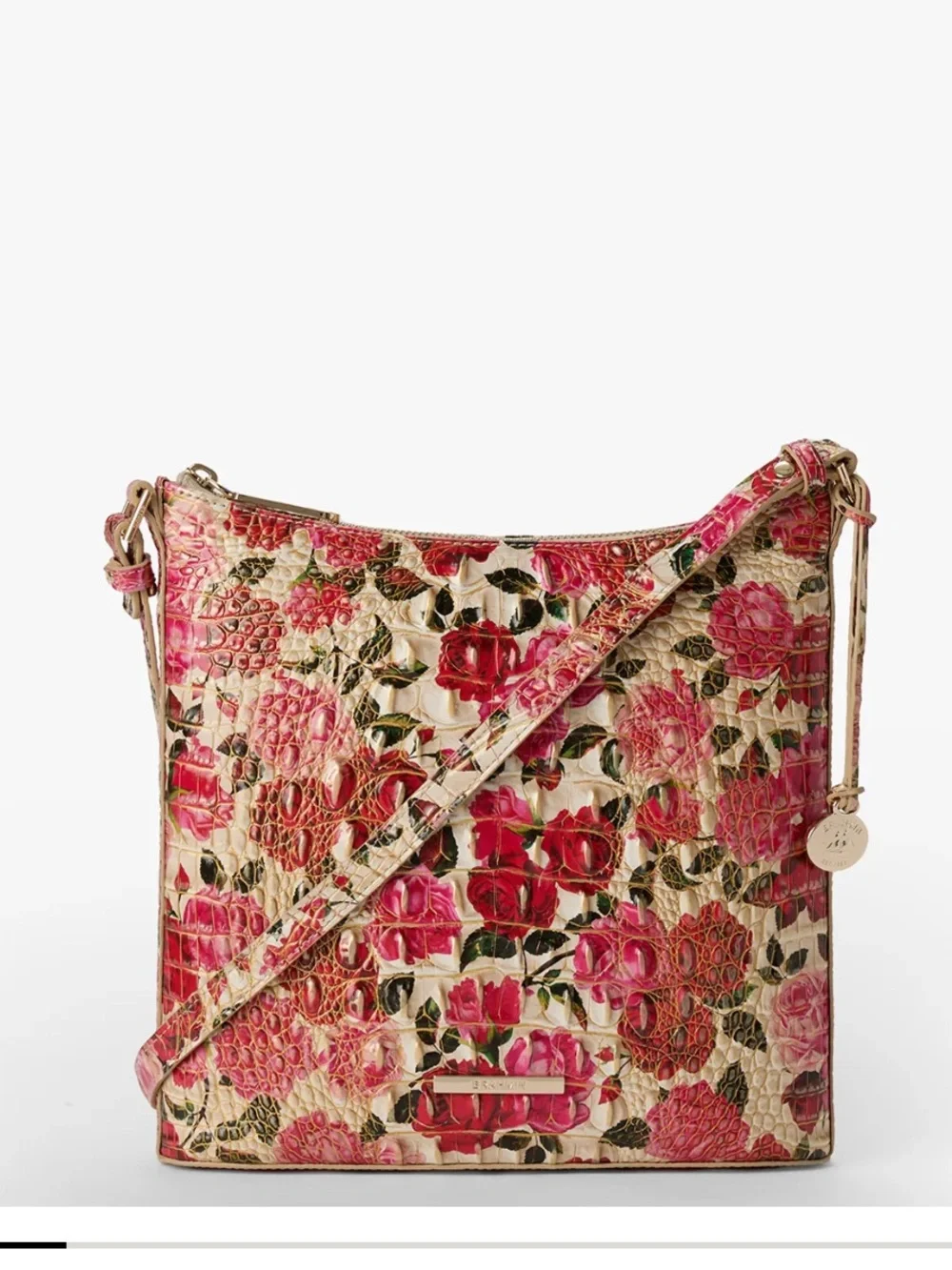 NWT❣️ Brahmin Floral Embossed Crossbody Bag in Pink & Cream - Picture 2 of 5